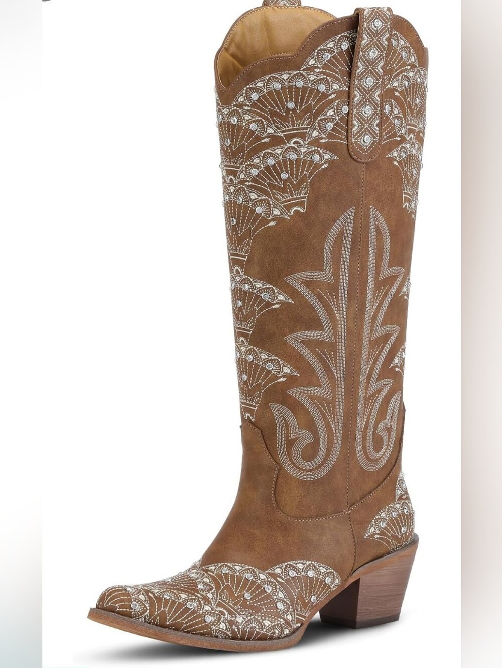 Brown Embroidered Western Boot - Brand